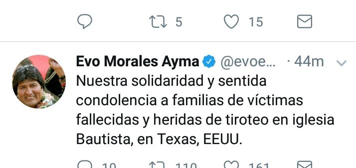 Morales expresa solidaridad y condolencia por víctimas del tiroteo en Texas  | Urgentebo